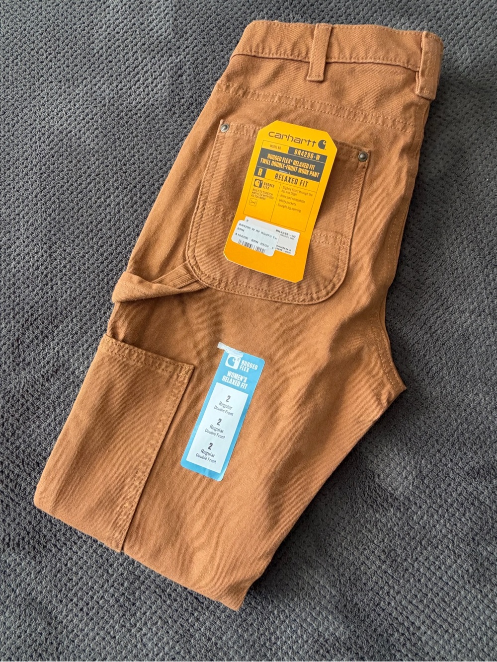 Carhartt Women's Rugged Flex Relax Fit Twill double knee work pants size 2